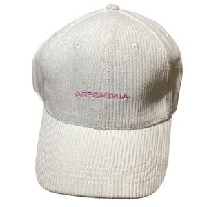 Mens White Corduroy Baseball Cap Adjustable Artchimia Hat‎ - NWOT